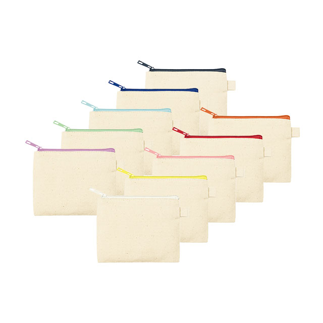 TR・カラーファスナーキャンバスフラットポーチ No.1 10オンス