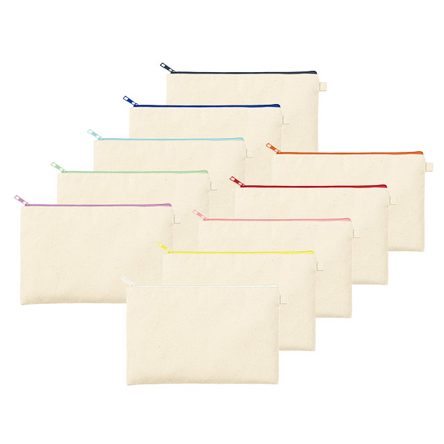 TR・カラーファスナーキャンバスフラットポーチ No.3 10オンス