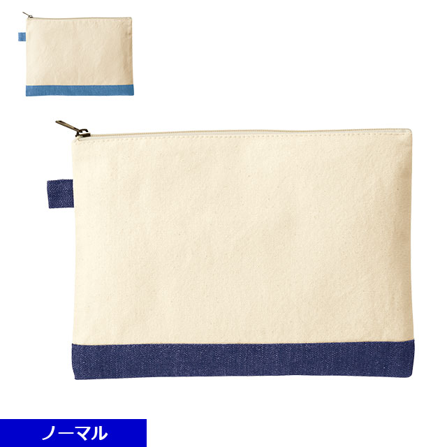 TRシリーズ　キャンバスデニムボトムフラットポーチ No.2