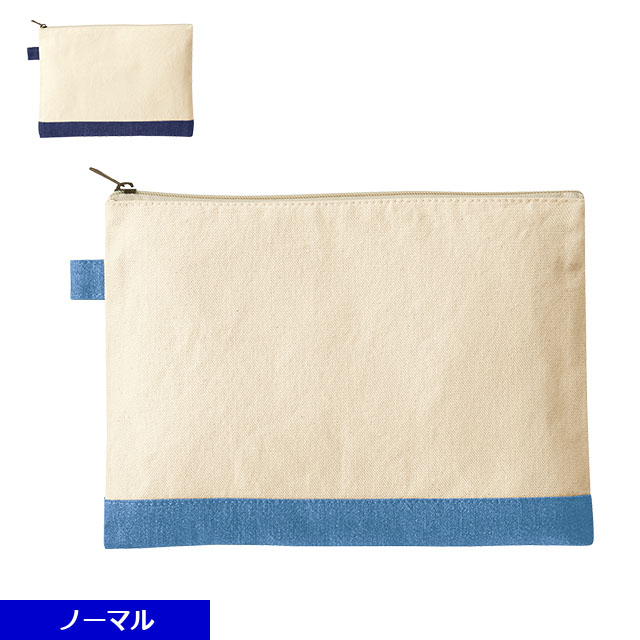 TRシリーズ　キャンバスデニムボトムフラットポーチ No.2